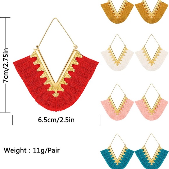 ✨3 for$33✨ NWT Bohemian Tassel Earrings ✨Hand Crafted ✨Artisan✨ - Picture 3 of 6